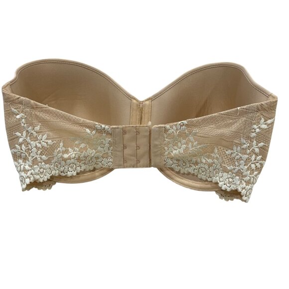 Wacoal 34DD Bra Beige Embrace Lace Push Up Strapless Underwire Back Close 854191 - Picture 2 of 3